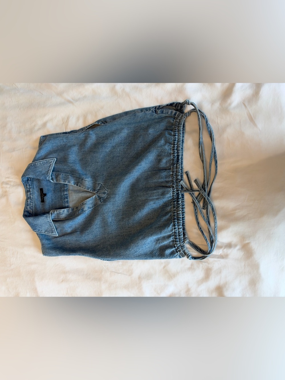 rag & bone Washed Denim Blue Drawstring shirt